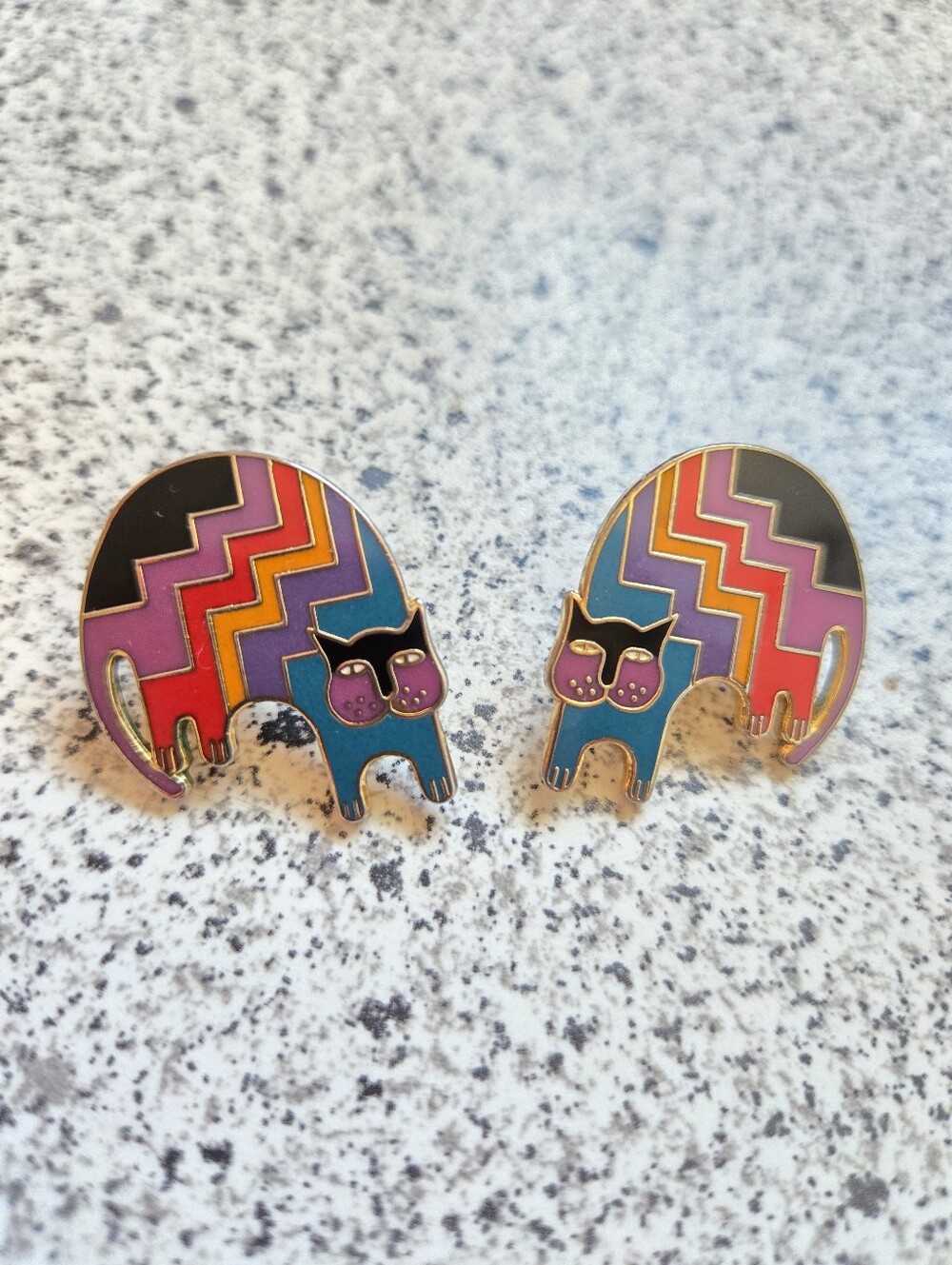 Laurel Burch Aztec Cat Enamel Earrings